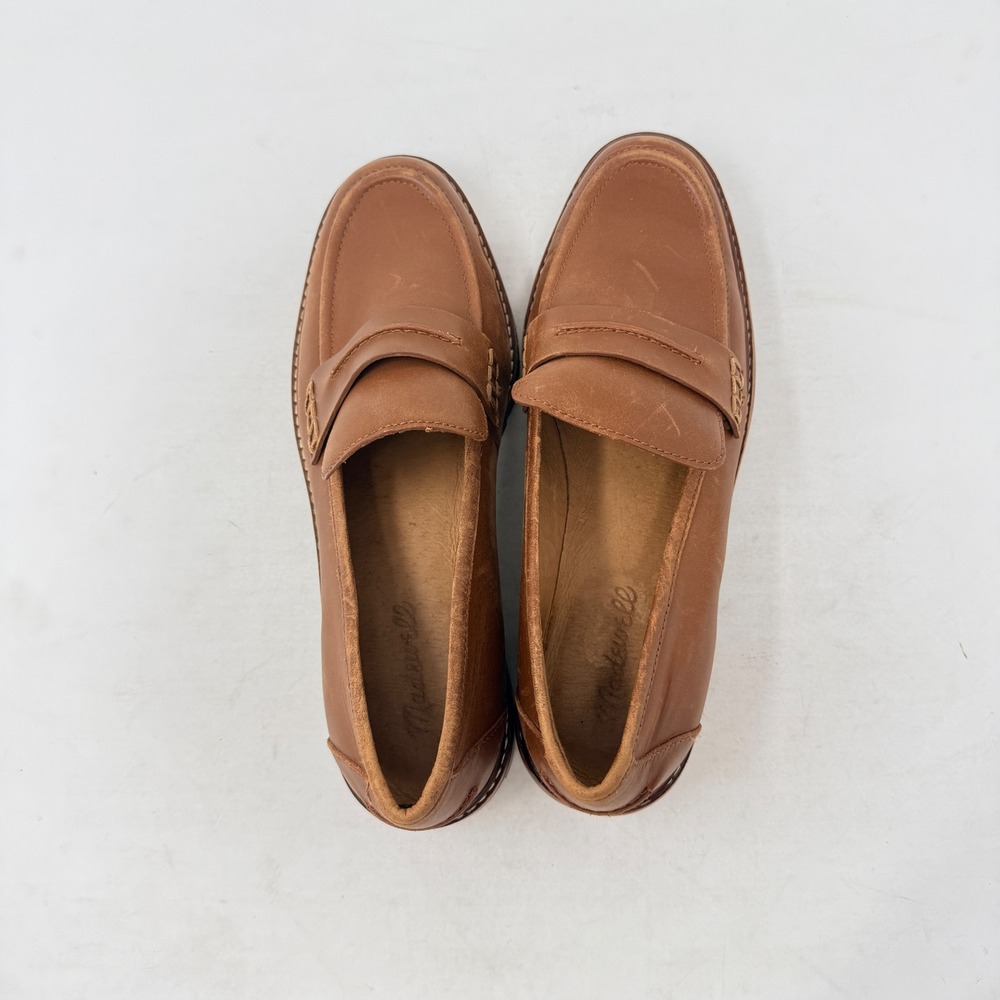 Madewell The Bradley Loafer English Saddle Brown Leather 8.5 Lug Sole Penny - Picture 7 of 9